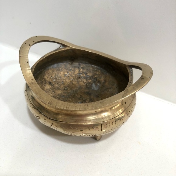 Vintage Brass Incense Three Legged Censer Pot - Picture 4 of 4